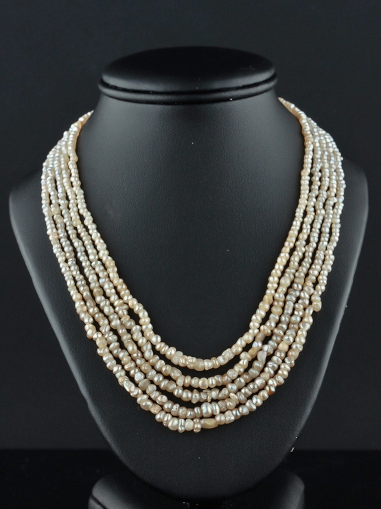 Genuine Victorian Natural Basra Pearl Strand Antique Choker Necklace