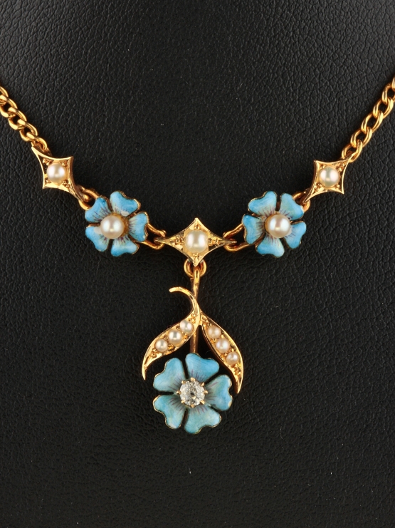 enamel flower pendant