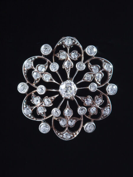 Victorian Diamond Flower Brooch
