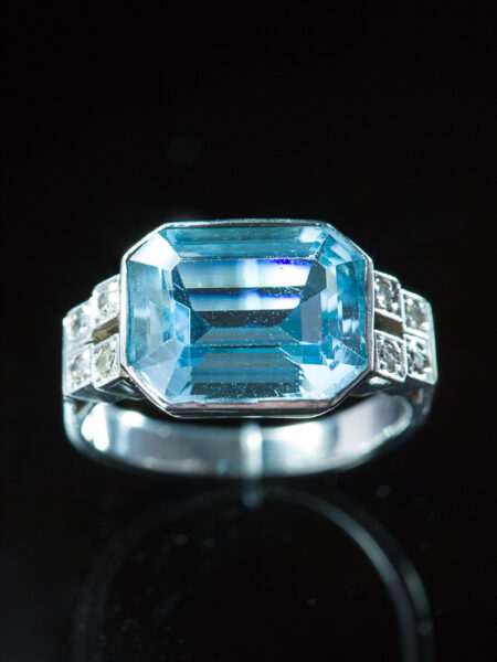 Vintage Natural Aquamarine And Diamond Ring