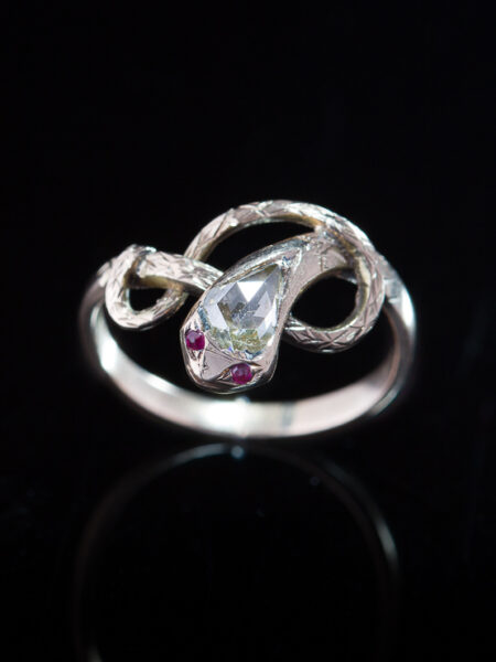 Victorian Natural Ruby And Diamond Snake Ring