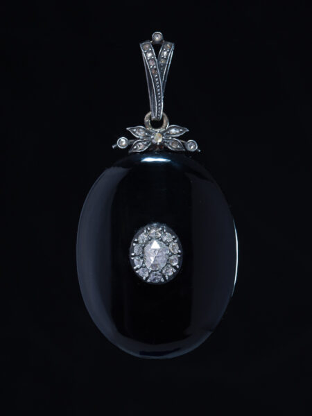 Victorian Diamond And Onyx Locket Pendant