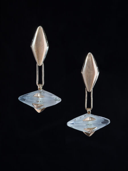 Art Deco Unique Gold And Rock Crystal Earrings